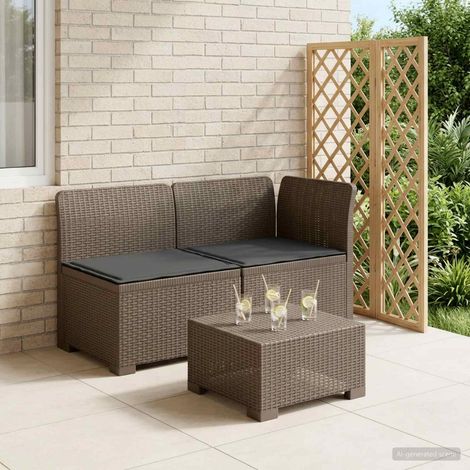 Teenpull – 2-Sitzer Garten-Sofa mit Kissen Rattan-Look PP Hellgrau (1/5)