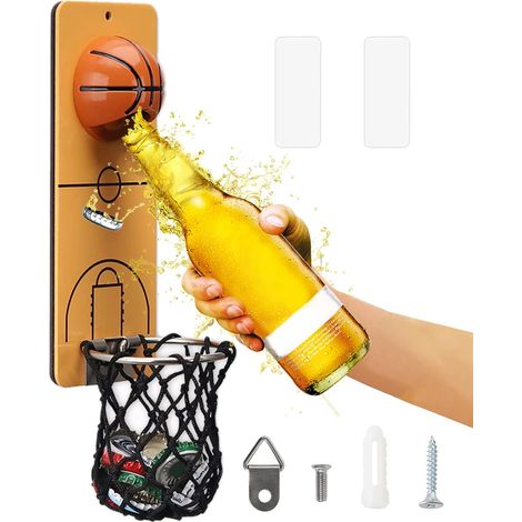 Magnetischer Wandflaschenöffner im Basketball-Design, Vintage-Bierflaschenöffner zur Wandmontage, Original magnetischer Flaschenöffner mit Kronkorkenfänger, Biergeschenk für Männer, Väter, Freunde und