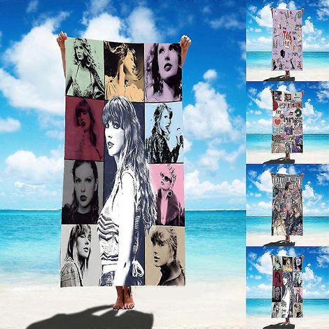 Serviette de plage Swift Print surdimensionnée 76 x 152 cm, serviette de plage absorbante en microfibre, serviette de plage douce pour la piscine et le bain, compatible avec les femmes et les filles. (1/2)