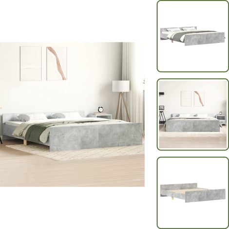 The Living Store Cadre de lit sans matelas gris béton 200x200 cm - Cadre De Lit - Lit Deux Personnes - Lit Double - Bois D'ingénierie - Lit Design (1/5)