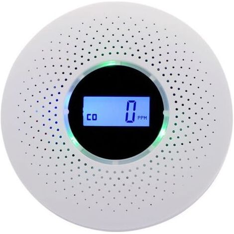 Détecteur combiné de fumée et de monoxyde de carbone - Alarme composite avec avertissement sonore et affichage numérique - Alimenté par batterie (1/4)