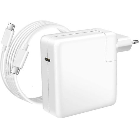 Chargeur compatible avec le Pro 13 pouces M1 (2020), port USB-C, puissance de 96 W, livré avec un câble de données de 1,8 mètre, blanc. (1/5)