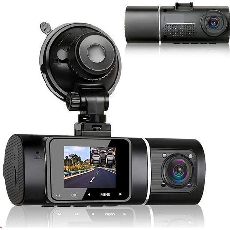 Dashcam Double 1080P Full HD, Grand Angle 310°, Capteur G, HDR, Enregistrement en Boucle et Détection de Mouvement pour Voiture (1/4)