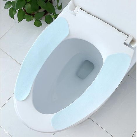 6 Paires D'autocollants De Sige De Toilette Souples Portables Lavables Rutilisables - Bleu (1/5)