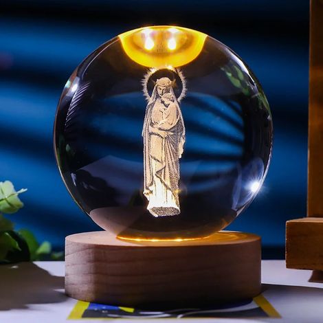 Veilleuse boule de cristal 3D, décoration intérieure