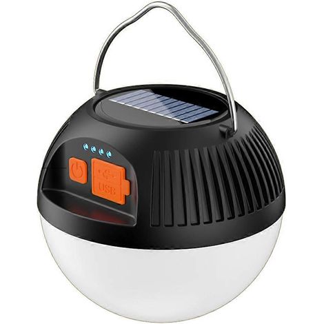 Lampe solaire de camping rechargeable USB LED pour tente, 3 modes d'éclairage, lanterne portable, éclairage puissant d'urgence pour jardin extérieur B (1/5)