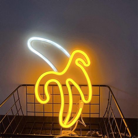 Lampe néon banane 2025, enseigne LED murale pour déco maison, fonctionne sur piles ou USB, veilleuse néon pour chambre d'enfant, fête et Noël, éclairage décoratif festif (1/5)