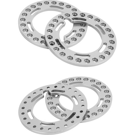 Anneaux de verrouillage de jante en alliage d'aluminium de rechange pour jante de 1,9 pouce, compatibles avec Axial SCX10 90046 1/10, couleur argent. (1/5)
