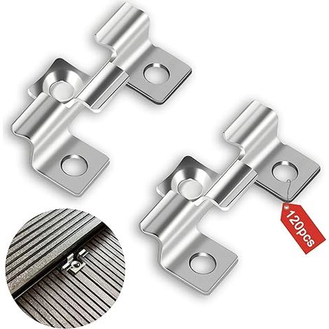Decking Clips, Concealed Stainless Steel Deck Clamp Width 7.5 mm, Fixing Clip, for Solid Wood and Composite Floors (1/5)