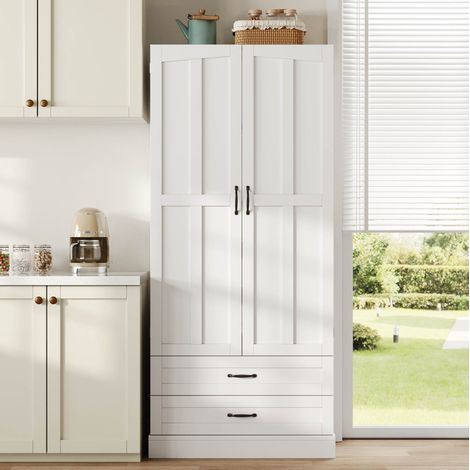Mueble de cocina alto 80 x 37,5 x 180 cm en MDF blanco DESVIAE (1/5)
