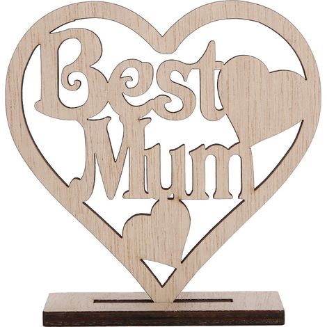 Cœur en bois ornement artisanal en contreplaqué ajouré, cadeau pour anniversaire Fête des Mères, meilleure maman (1/5)