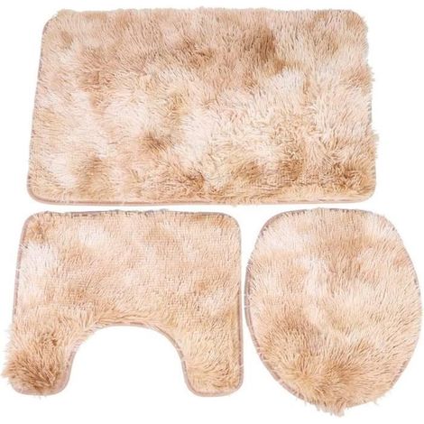 Tapis de Bain - Ensemble 3pcs - Antidérapant - Lavable en Machine - Beige - Polyester (1/4)