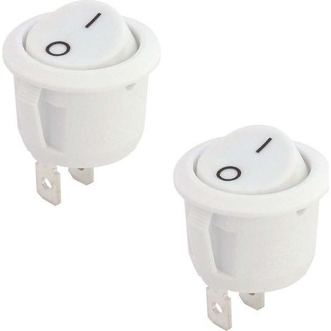 Lot de 2 interrupteurs mécaniques à bascule ronds 230V 4A – Bipolaire ON/OFF – Pour bandeaux LED cuisine et salle de bain – Blanc (1/5)