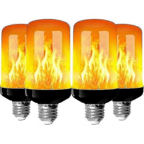 Lot de 4 ampoules flamme E27, ampoules LED effet flamme 4W, 4 modes d'éclairage, ampoules décoratives, compatibles avec les fêtes. (1/5)