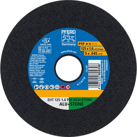PFERD TOOLS Trennscheibe EHT 125x1,6x22,23 mm gerade Uni.-Linie PSF ALU+STONE für Alu/NE-Met./Stein/PVC 25 Stk (1/5)
