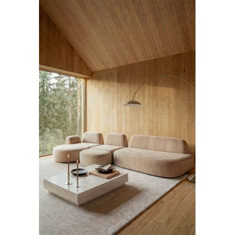 Sofá modular chaise longue izquierdo de 3 piezas con módulo esquinero y puff tapizado Giorgia SKLUM       