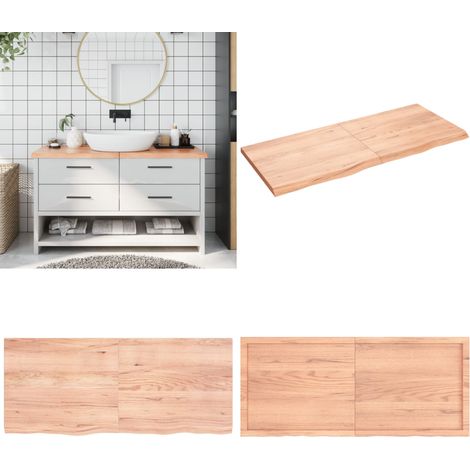 Comptoir de salle de bain marron 140x60x(2-4) cm bois traité - Comptoir Salle De Bain - Comptoir Bois - Plan De Travail Salle De Bain - Meubles Salle De Bain - Décoration Salle De Bain - Home & Living (1/5)