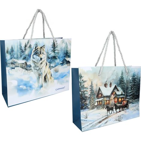 Carmani, Geschenktüte aus Papier, bis ca. 35 x 10 x 28 cm – Winter überall