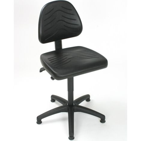 Chaise de travail à patins STIER sans accoudoirs, hauteur d'assise 440-630 mm, PU noir (1/4)