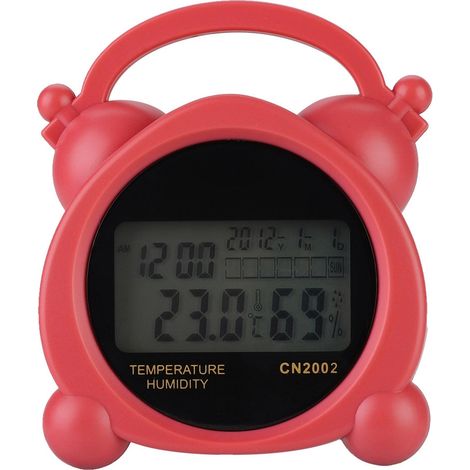 Thermomètre-hygromètre électronique numérique d'intérieur Fahrenheit/Celsius avec réveil (rose) (1/4)