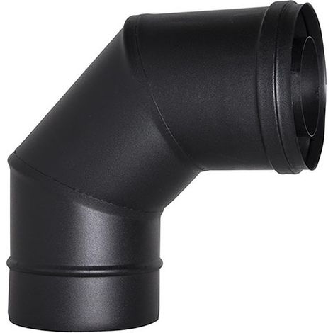 Tubo de chimenea coaxial con curva de 90° negro D. 100/150 CE en acero 316 para estufa de pellet Made in Italy UNI 1856/2