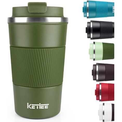 KETIEE Kaffeebecher to go 510ml Thermobecher Kaffee-to-go Olivgrün 1 Stück (1/5)