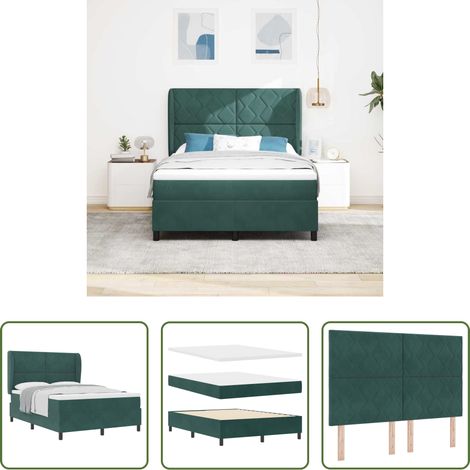 vidaXL Polyesterbett -  Boxspringbett mit Matratze Dunkelgrün 200 x 160 cm Samt (1/5)
