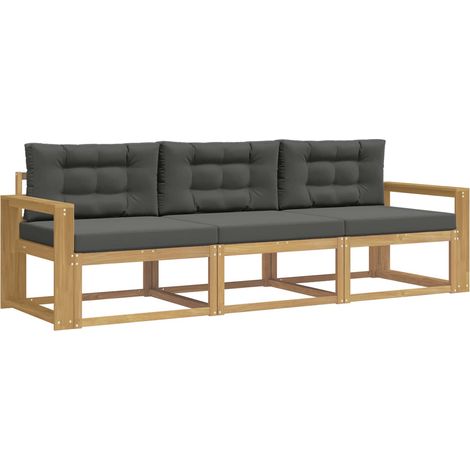 Set di divani da esterno 3 pz Salotto da Giardino Bianco e Antracite Poliestere (1/5)