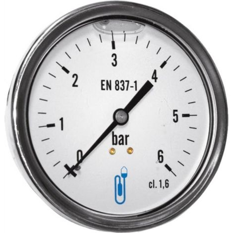 Manomètre bain d'huile inox - raccord vertical 15x21 - cadran Ø100mm 0 à 6bars (1/4)