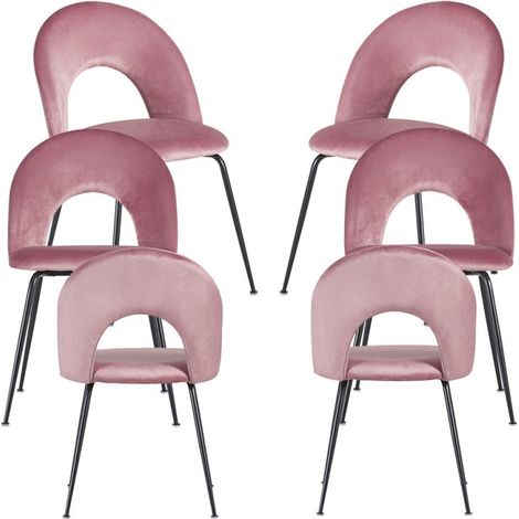 Packs Sillas Comedor - Pack 6 Sillas Dawa Black Terciopelo - Rosa (1/4)