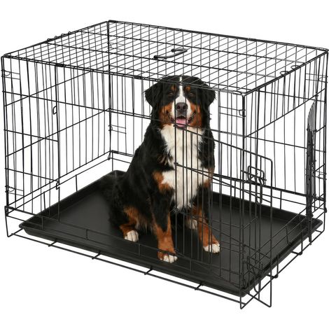 Cage de transport chien métal 2 portes plateau amovible grande (1/5)