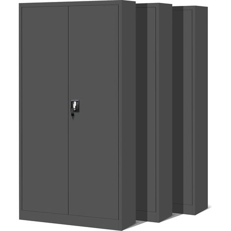Jan Nowak 3er Set Aktenschrank C001H BĂĽroschrank Metallschrank Stahlschrank Werkzeugschrank Stahlblech Pulverbeschichtet FlĂĽgeltĂĽrschrank AbschlieĂźbar 195 cm x 90 cm x 40 cm (anthrazit/anthrazit)