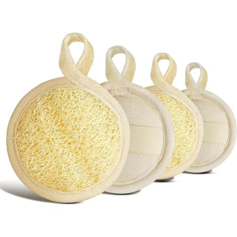 4PCS Éponge Luffa, Coton Exfoliant, Sangle Élastique, Cordelette Suspension, Bain Douche Cuisine (1/5)