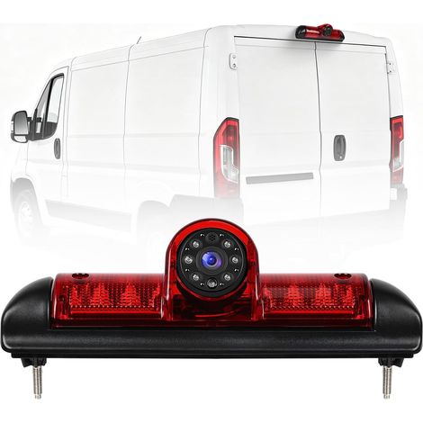 Caméra de Recul pour Fiat Ducato 3/Peugeot Boxer/Citroen Jumper 2006-2017,Caméra de Troisième Feu Stop de Voiture,Vision Nocturne IR, Etanche IP67,Angle Réglable,avec Ligne Inversée (1/5)
