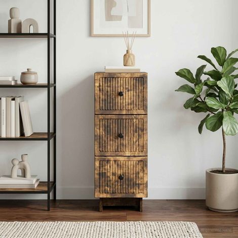 vidaXL Armoire à tiroirs Chêne fumé 33 x 34,5 x 90 cm (1/5)