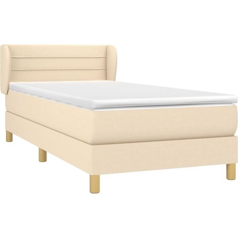 Box Spring Bed with Mattress Cream 90x190 cm Fabric vidaXL (1/4)