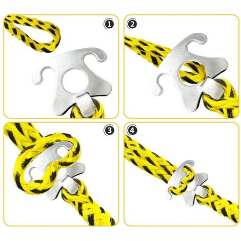 Anneau de remorquage en acier inoxydable 316, connecteur pour corde de traction nautique, connecteur pour flotteur gonflable, accessoires de yacht, boucle de chaîne jaune et noire (1/3)