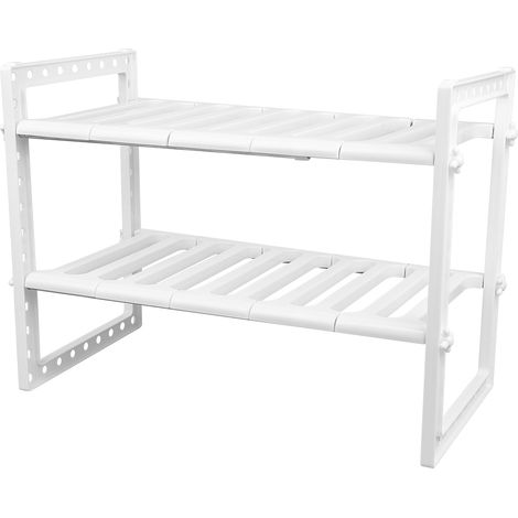 Küchenregal unter der Spüle 2 Ebenen unter der Spüle Küchenregal Edelstahl +PP erweiterbar und multifunktional 38-702638cm-weiß