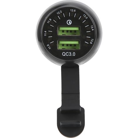 Chargeur universel pour voiture, double sortie USB, charge rapide, écran couleur avec voltmètre, pour voiture, bateau, camping-car et moto. (1/5)