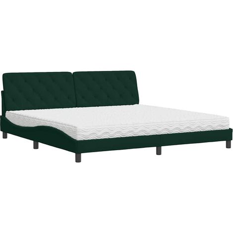 Maison Exclusive - Letto con Materasso Verde Scuro 200x200 cm Velluto (1/5)