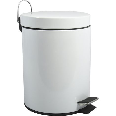 Papelera con Pedal Acero Inoxidable 5L Blanco MSV