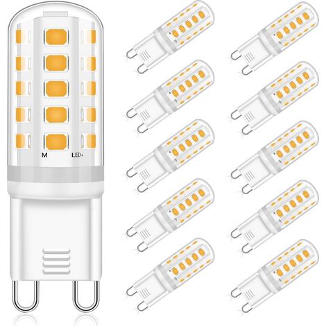 G9 LED Ampoule 5W Équivalent 30W 40W Halogène Blanc Chaud 3000K AC220-240V, Non-Dimmable Pas de Scintillement Ampoule LED G9 Lampe, 360° Angle de Faisceau, Lot de 10 (1/5)