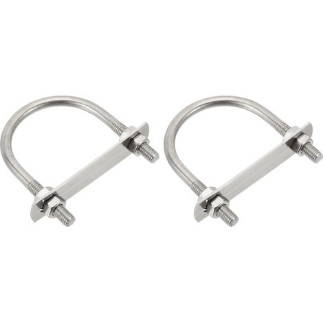 M8 Boulons en U, 2pcs Bride de Fixation en U Solide 60mm Innenbreite 90mm Longueur, Boulon à Œil de Serrage Acier Inoxydable 304 avec Ecrous Et Plaques pour Fixation de Tuyaux (1/5)