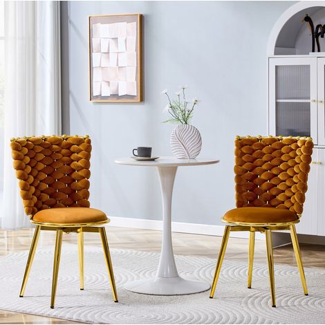Set 2 sedie sala da pranzo in velluto arancione OKMYHOME (1/5)
