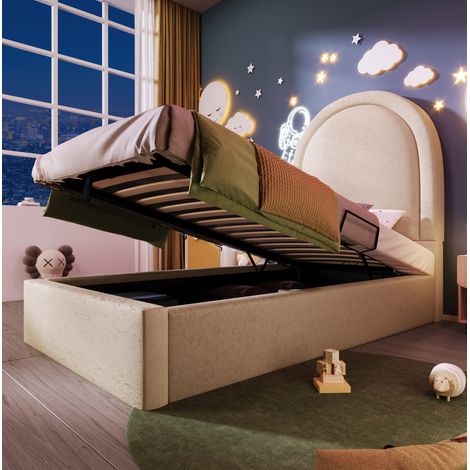 MEUBLIV Letto per bambino 90x200 cm beige con contenitore e materasso (1/5)