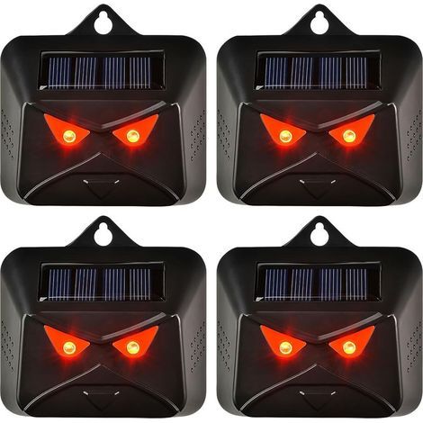 Répulsif solaire pour animaux, lot de 4 répulsifs solaires pour animaux de nuit avec lumière LED rouge, dispositifs de dissuasion pour mouffettes, répulsifs pour cerfs, renards, mouffettes (1/5)