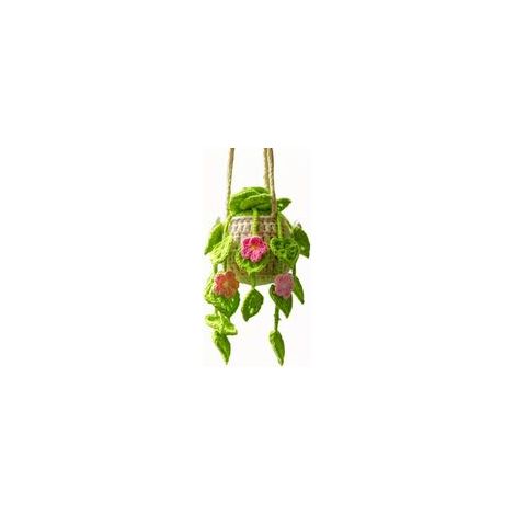 Autoschmuck, hübsche gehäkelte, pflanzenförmige Rückspiegelanhänger, Handarbeit, Spiegelanhänger, Autoinnenausstattung, Gartenschmuck, rosa Blumen - Crezuo