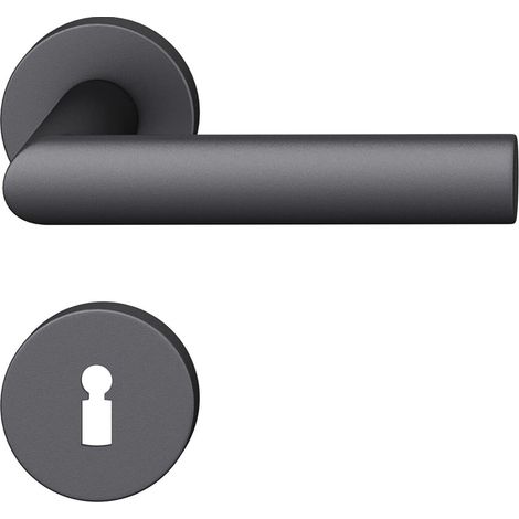 FSB Drückergarnitur 12 1108 ASL auf Rosette BB, Aluminium schwarz matt (1/5)