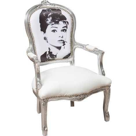 Fauteuil rembourré Fauteuil avec accoudoirs en bois Style français Fauteuil de chambre Chaise de chambre tapissée 100X65X63 cm (1/5)