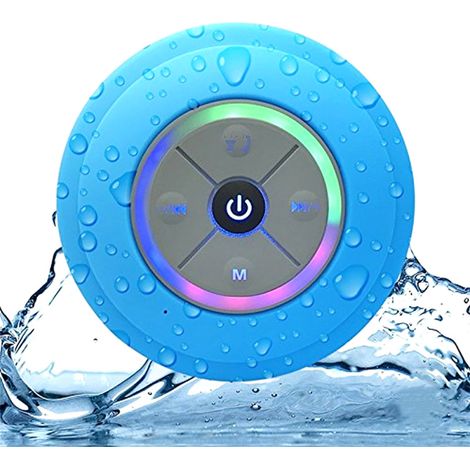 Beyamis Enceinte de douche Bluetooth IPX4 – étanche, LED, radio FM, ventouse, appels mains libres, portable, 3W (1/5)